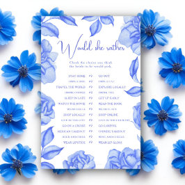 Blå blommor Bröllopsdusch Skulle hon hellre