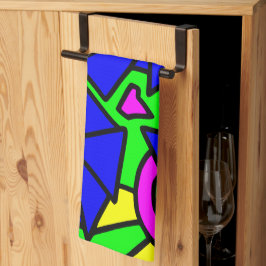 Blå Blommor Doodle Konst Kökshandduk