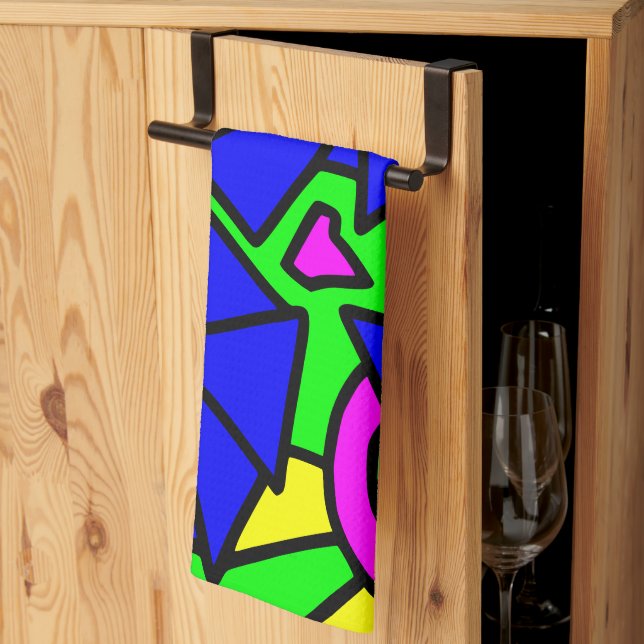 Blå Blommor Doodle Konst Kökshandduk (Thirds Fold)