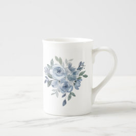 Blå blommor för blomsterälskare benporslin mugg