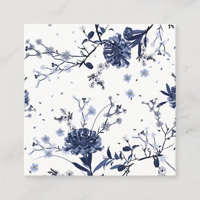 Blå blommor fyrkantigt visitkort (Framsida)
