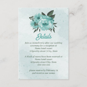 blå blommor grönska bröllop tilläggskort