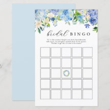 Blå Blommor Hortensia Bröllopsbingo Spelkort