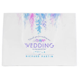 Blå blommor i bröllop tack vare stora presentväsko