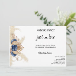 Blå blommor Inget fancy bara Kärlek Elopement Inbjudningar