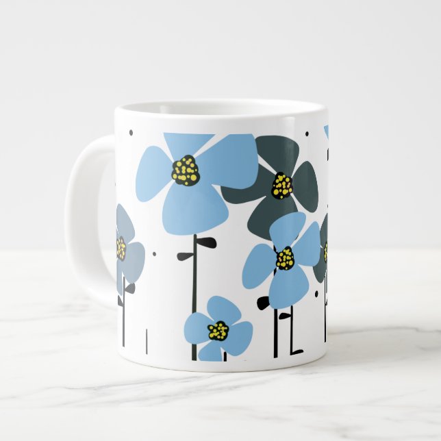Blå blommor jumbo mugg (Framsida vänster)