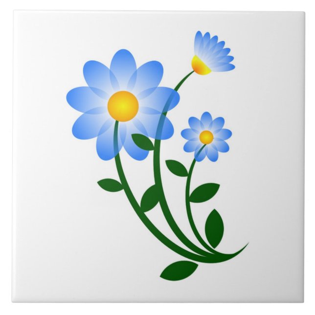 BLÅ BLOMMOR KAKELPLATTA (Framsidan)
