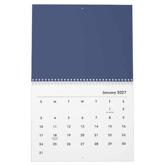 Blå blommor kalender (Jan 2027)