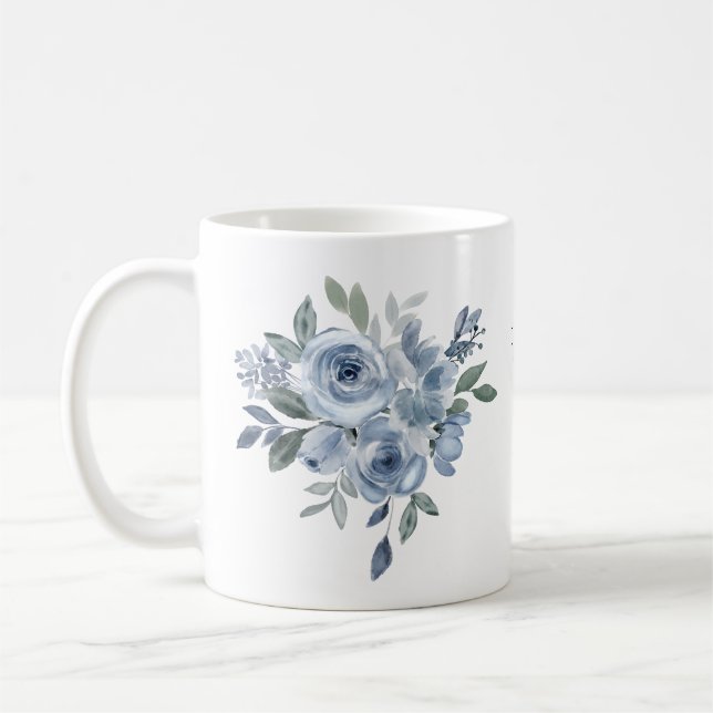 Blå Blommor Keramik för Blomsterälskare Kaffemugg (Vänster)