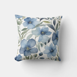Blå blommor Konst Blommig design Vattenfärger Kudde