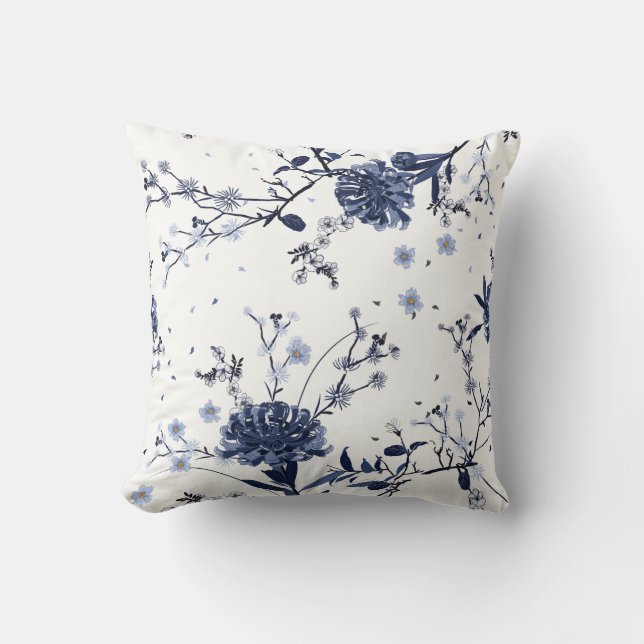Blå blommor kudde (Framsida)