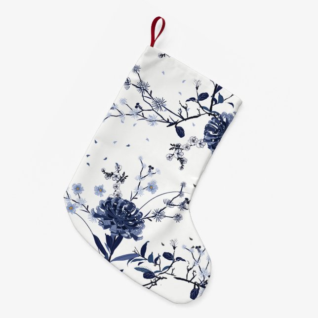 Blå blommor liten julstrumpa (Framsidan (Hängande))