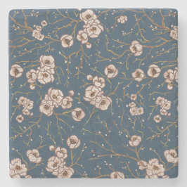 Blå blommor, ljusblå mönster stenunderlägg