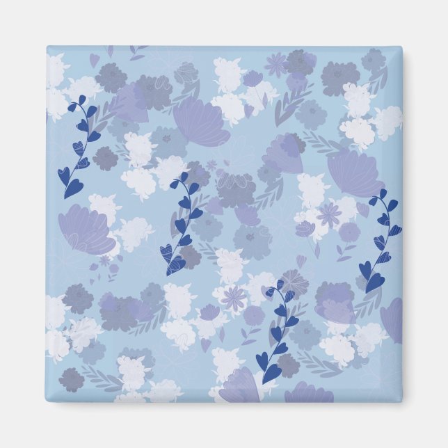 Blå Blommor Magnet (Framsidan)