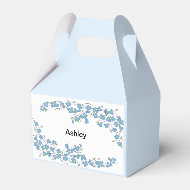 Blå Blommor med Namn Presentaskar (Framsidan Sidan)