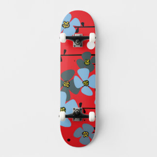 Blå blommor mini skateboard bräda 18,5 cm