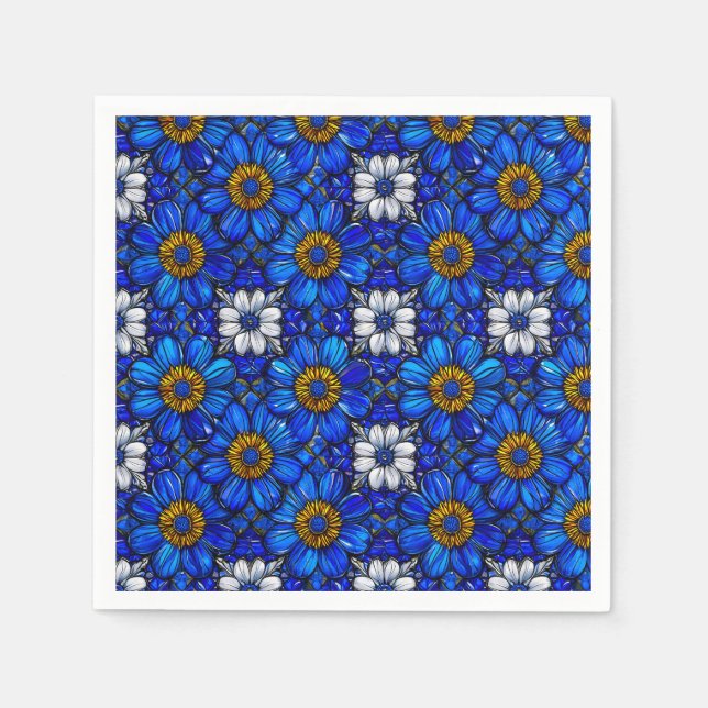 Blå blommor mönster pappersservett (Framsidan)