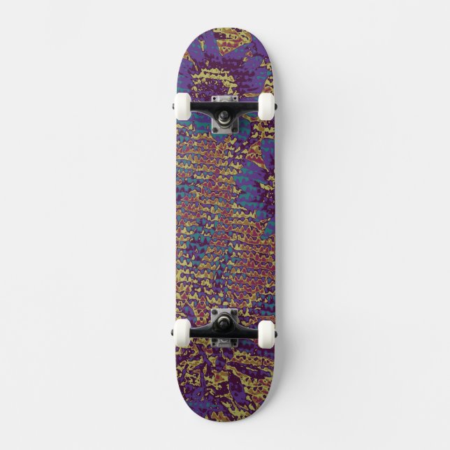 Blå blommor mot bladkamouflage mönster mini skateboard bräda 18,5 cm (Framsida)