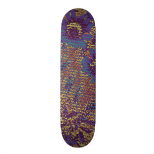 Blå blommor mot bladkamouflage mönster mini skateboard bräda 18,5 cm