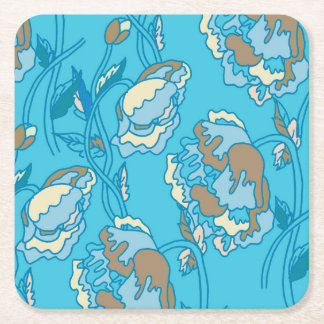 blå, blommor, naturlig, peony, gåva, elegant, underlägg papper kvadrat
