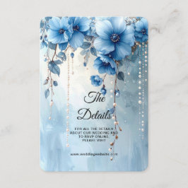 Blå blommor och pärlor detaljinkludering tilläggskort
