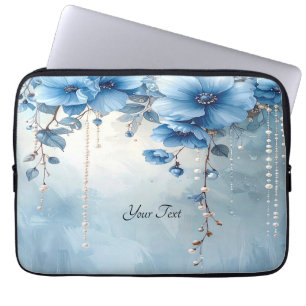Blå blommor och pärlor Laptopfodral Laptop Fodral