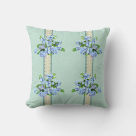 Blå blommor och spets Reversibel Country Kudde