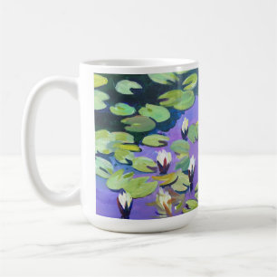 Blå blommor på dammen stil i Monet Kaffemugg