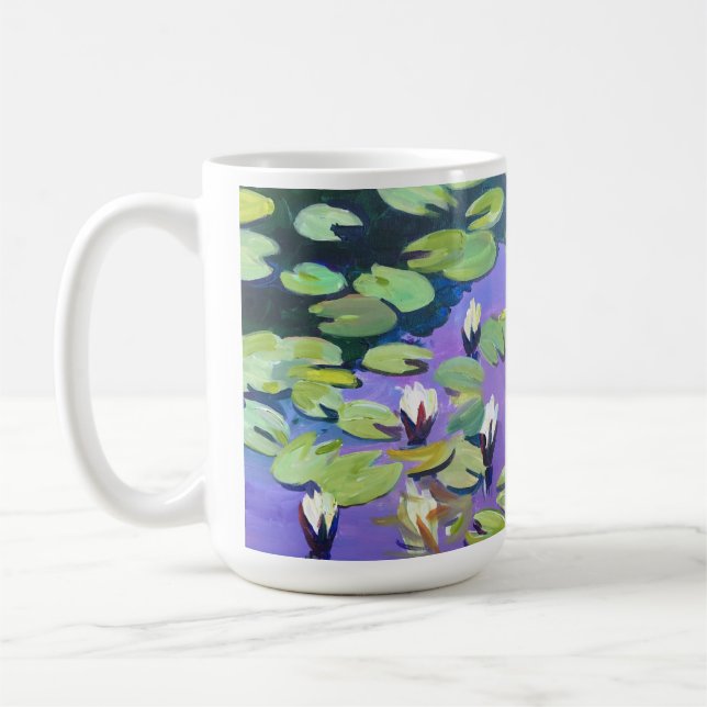 Blå blommor på dammen stil i Monet Kaffemugg (Vänster)