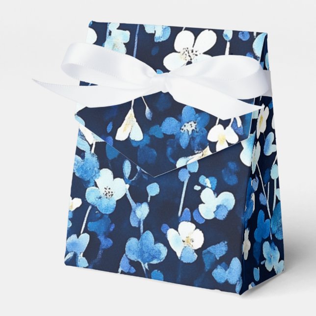 Blå blommor presentaskar (Framsidan Sidan)