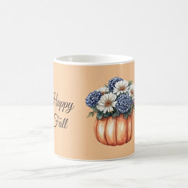 Blå Blommor Pumpa Höst Kaffemugg (Center)