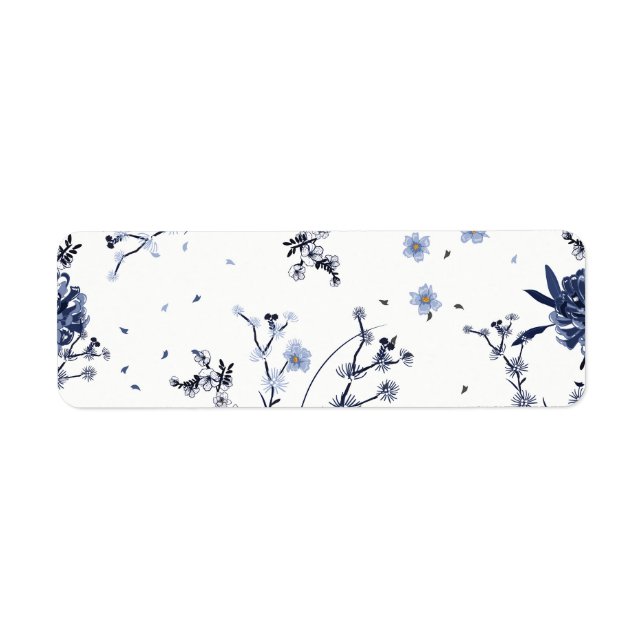 Blå blommor returadress etikett (Framsidan)