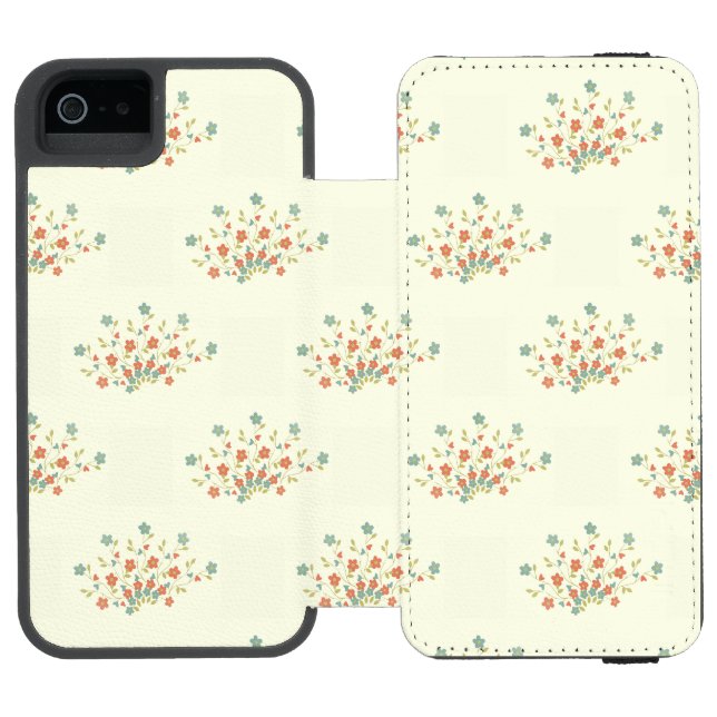 Blå blommor, röda blommor, blommönster incipio iPhone wallet skal (Folio Öppen)