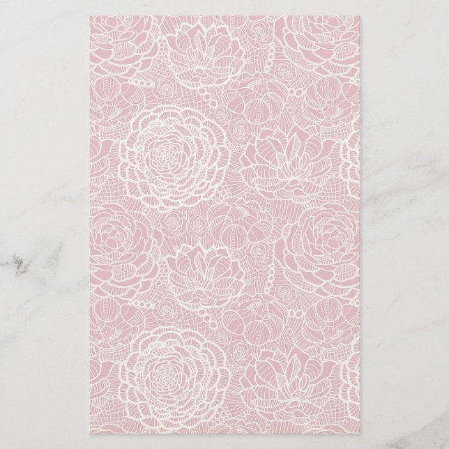 Blå blommor snöre mönster brevpapper (Framsida)