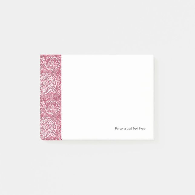 Blå blommor snöre mönster post-it block (Framsida)