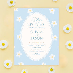 Blå blommor spara datumet