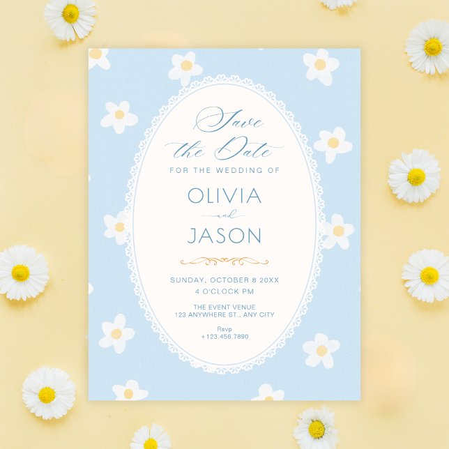 Blå blommor  spara datumet (Skapare uppladdad)