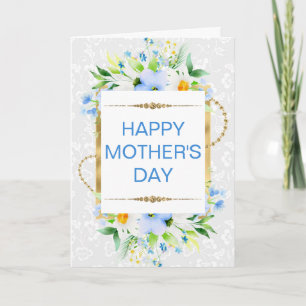 Blå blommor & tusenskönor Mors dag Kort