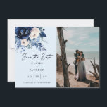 Blå blommor två foto spara datumet<br><div class="desc">Blå blommor två foto Spara datumet</div>