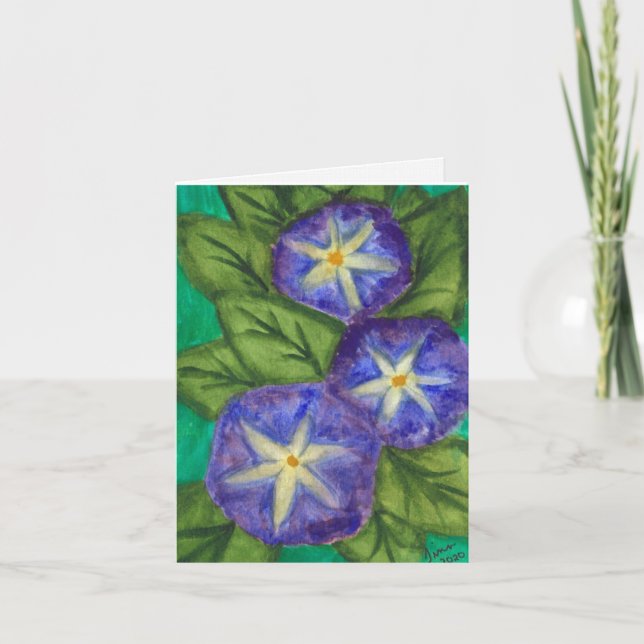 "Blå blommor" Välkomstkort Anteckningskort (Framsida)