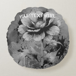 Blå blommor, vattenfärg mönster rund kudde