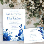 Blå blommor Vattenfärgsfärg BAT MITZVAH ANPASSNING Tilläggskort<br><div class="desc">Kort för anpassningsbar av perfektens OSA-hölje för en vacker bat mitzvah inbjudan! FULLT ANPASSADE! Klicka på "Anpassa" ovan om du vill redigera texten. Klicka på "Redigera med verktyg" för att justera typsnitt, färg och placeringar. Behålla eller radera baksidan eller sök efter alternativa utformningar i butiken. Utformningen är också tillgänglig som...</div>