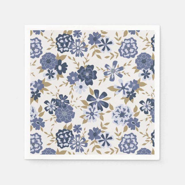 Blå Blommor Vinor Botanisk Händelse Pappersservett (Framsidan)