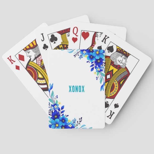 Blå Blommor XONOX Original Casinokort (Baksidan)