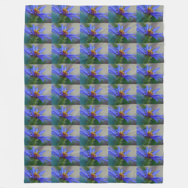 blå blomster ängar fält trädgård kronblad slingor fleecefilt (Framsidan)