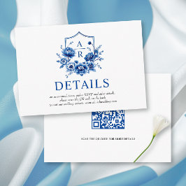 Blå blomster kineseri blommiga vigsel detaljer QR Tilläggskort