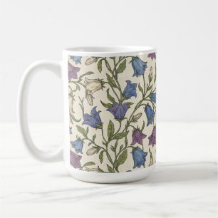 Blå Blomster Mönster - Estetisk Botanisk Blomma Kaffemugg