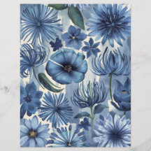 Blå blomster vattenfärg blommor scrapbookpapper
