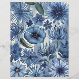 Blå blomster vattenfärg blommor scrapbookpapper