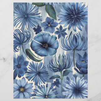 Blå blomster vattenfärg blommor scrapbookpapper